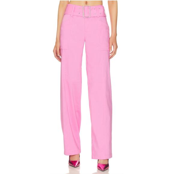 Lovers + Friends Barbie Pink Trouser Pants SMALL Work Straight Revolve $208 NEW - Picture 1 of 9
